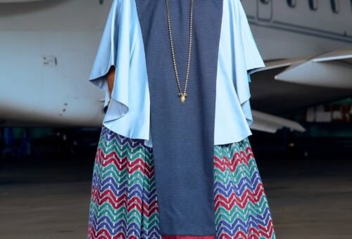 Ebuka Obi-Uchendu Paired a Sky-Blue Tunic Including a Pleated Chevron Skirt on Big Brother Naija
