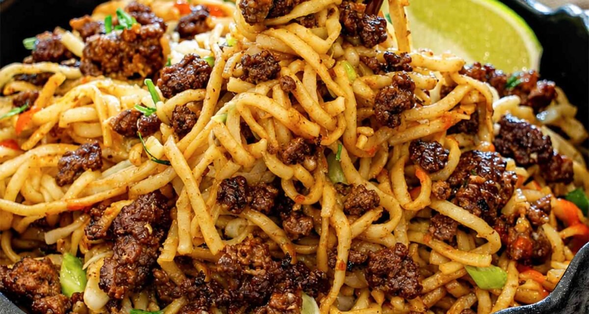 Caramelized Beef and Peanut Noodles