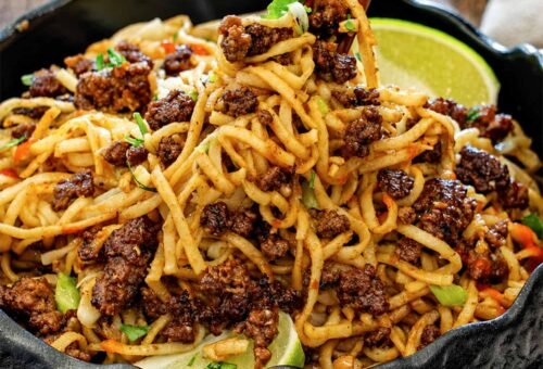 Caramelized Beef and Peanut Noodles