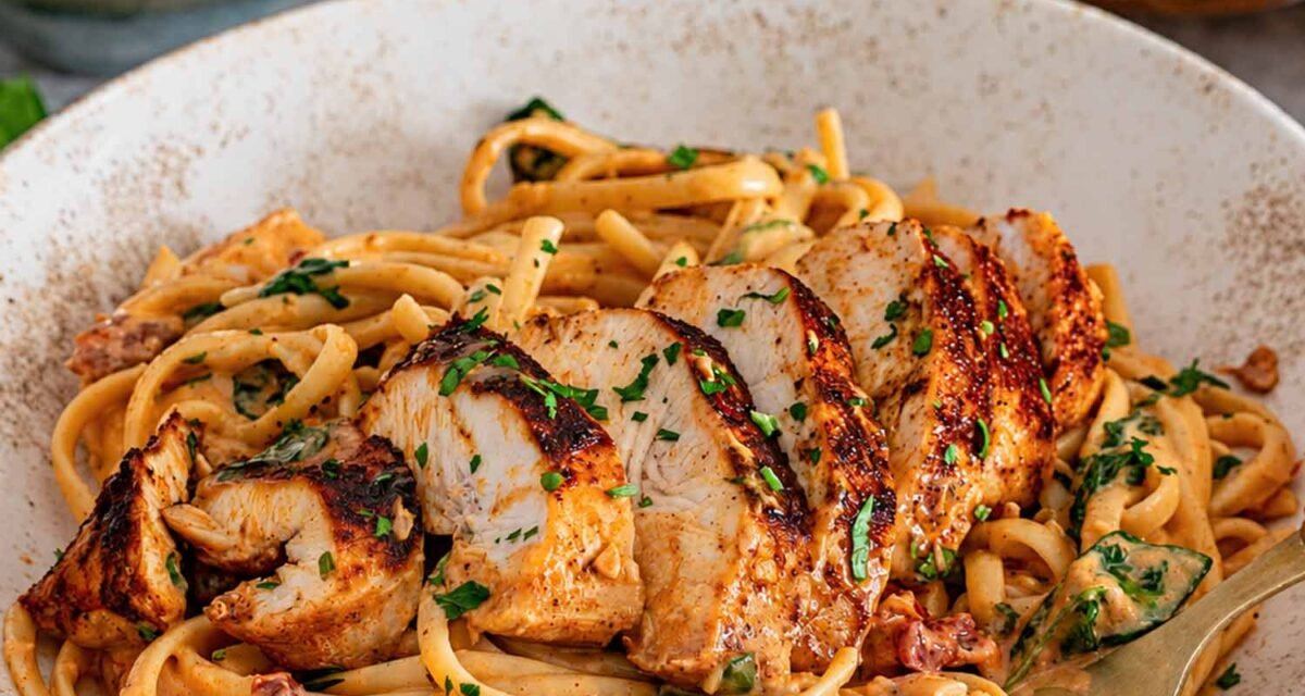 Spicy Sun Dried Tomato Chicken Linguine