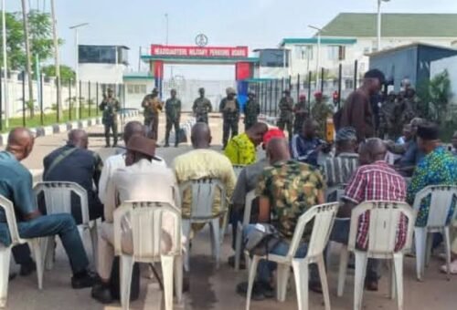 BREAKING: Military retirees block Pensions Board entrance in Abuja